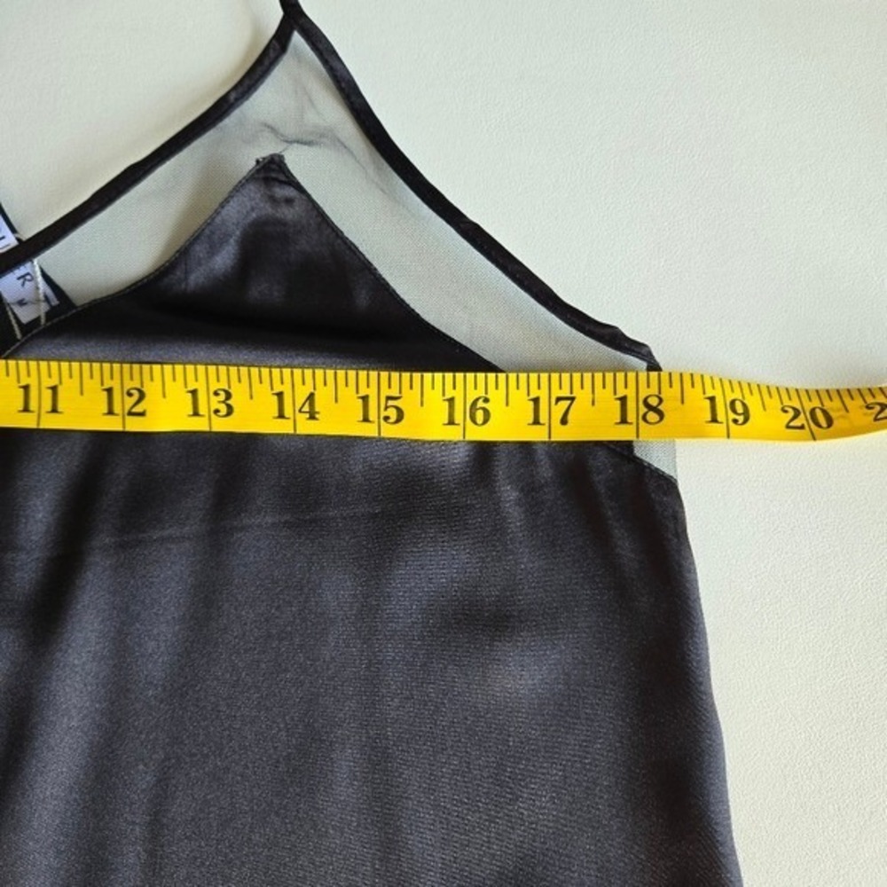 Black Satin Sheer Trim Cami Top Sze M Sexy Minimalist Clean Girl Wardrobe Staple - Picture 6 of 9